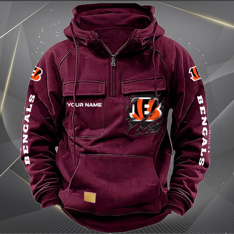 Cincinnati Bengals  New Personalized Multi-Pockets Zip Hoodie AZBTMZHD000038