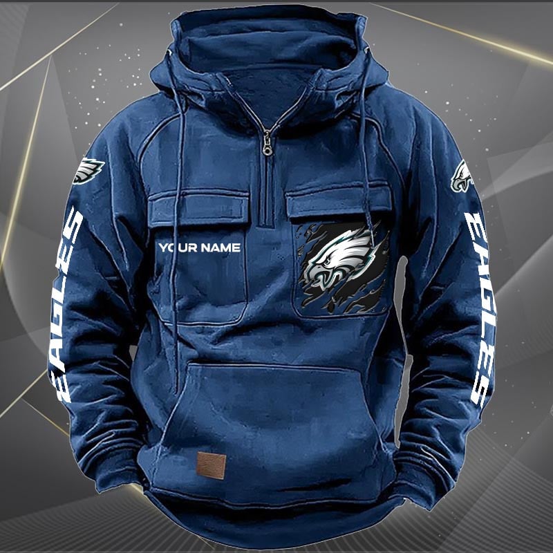 Philadelphia Eagles  New Personalized Multi-Pockets Zip Hoodie AZBTMZHD000056