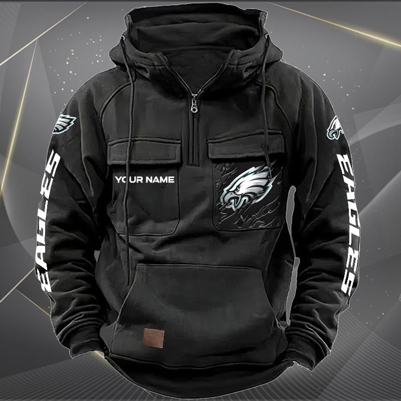 Philadelphia Eagles  New Personalized Multi-Pockets Zip Hoodie AZBTMZHD000056