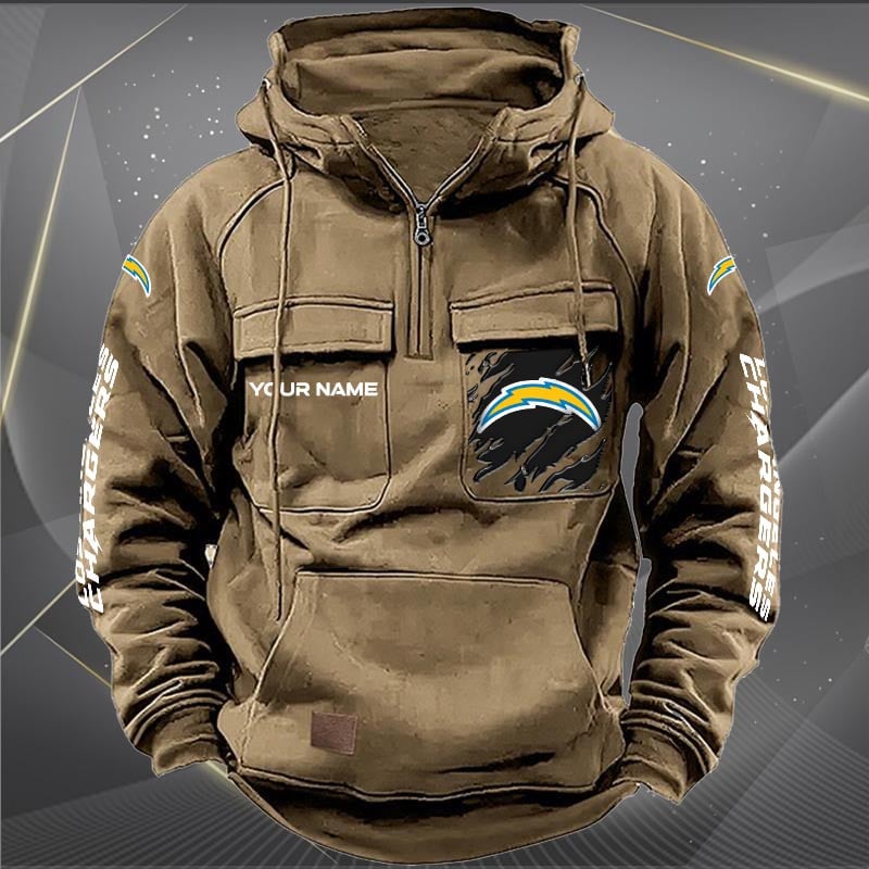 Los Angeles Chargers New Personalized Multi-Pockets Zip Hoodie AZBTMZHD000049