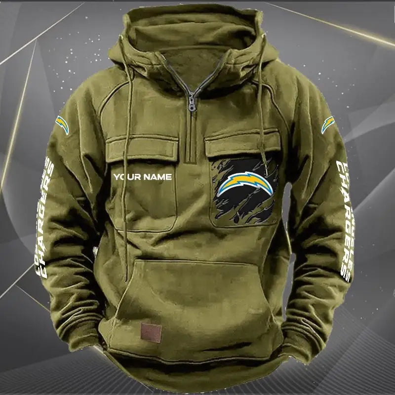 Los Angeles Chargers New Personalized Multi-Pockets Zip Hoodie AZBTMZHD000049