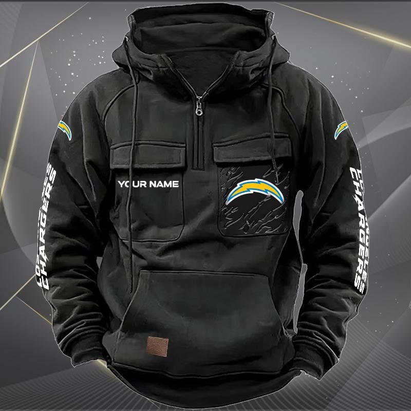 Los Angeles Chargers New Personalized Multi-Pockets Zip Hoodie AZBTMZHD000049