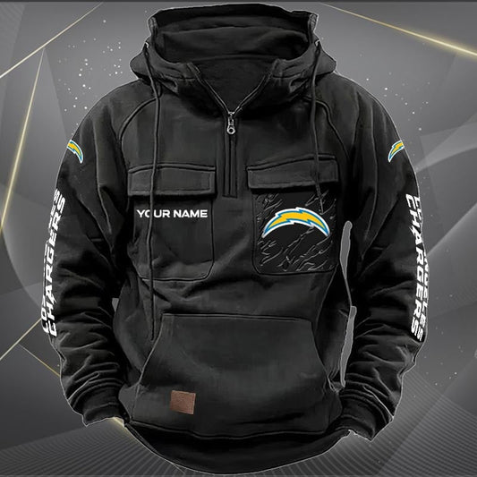 Los Angeles Chargers New Personalized Multi-Pockets Zip Hoodie AZBTMZHD000049