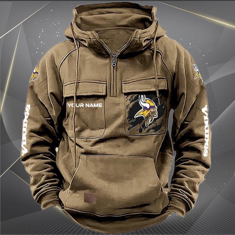 Minnesota Vikings  New Personalized Multi-Pockets Zip Hoodie AZBTMZHD000052