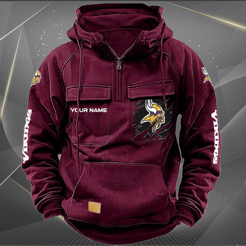 Minnesota Vikings  New Personalized Multi-Pockets Zip Hoodie AZBTMZHD000052