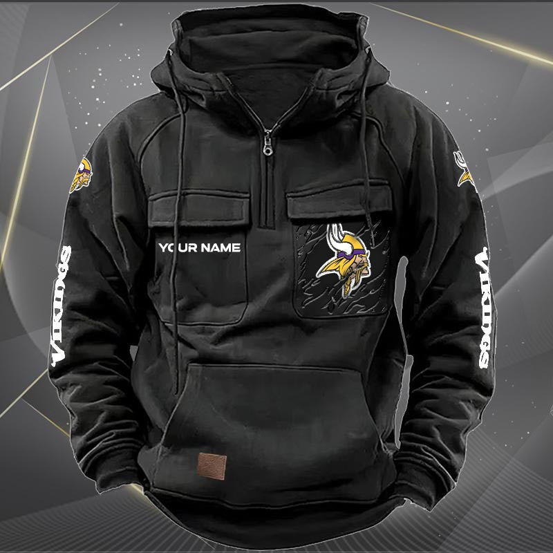 Minnesota Vikings  New Personalized Multi-Pockets Zip Hoodie AZBTMZHD000052