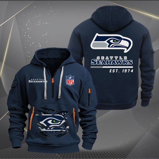Seattle Seahawks  New Personalized Quarter Zip Hoodie Limited Edition AZBTQZH000123