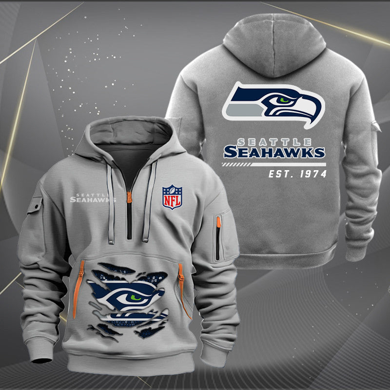 Seattle Seahawks  New Personalized Quarter Zip Hoodie Limited Edition AZBTQZH000123