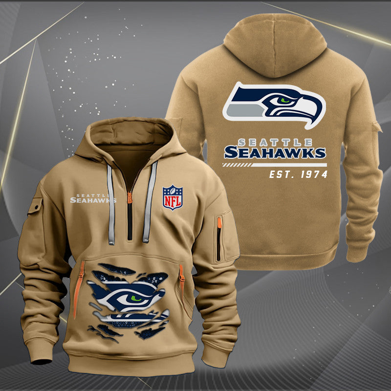 Seattle Seahawks  New Personalized Quarter Zip Hoodie Limited Edition AZBTQZH000123