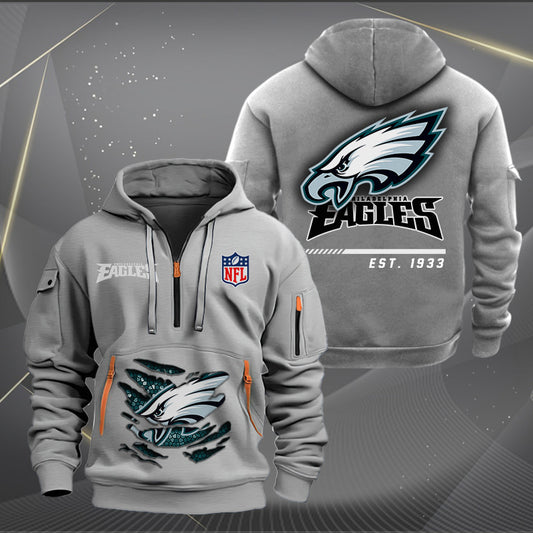 Philadelphia Eagles  New Personalized Quarter Zip Hoodie Limited Edition AZBTQZH000120