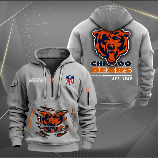 Chicago Bears  New Personalized Quarter Zip Hoodie Limited Edition AZBTQZH000100