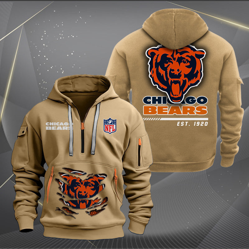 Chicago Bears  New Personalized Quarter Zip Hoodie Limited Edition AZBTQZH000100