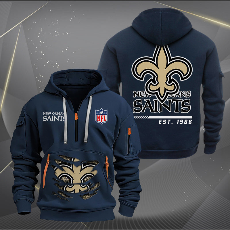 New Orleans Saints New Personalized Quarter Zip Hoodie Limited Edition AZBTQZH000117