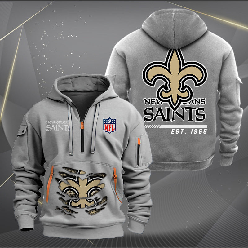 New Orleans Saints New Personalized Quarter Zip Hoodie Limited Edition AZBTQZH000117