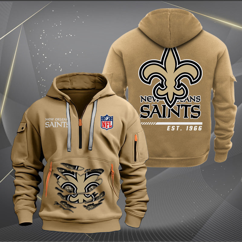 New Orleans Saints New Personalized Quarter Zip Hoodie Limited Edition AZBTQZH000117