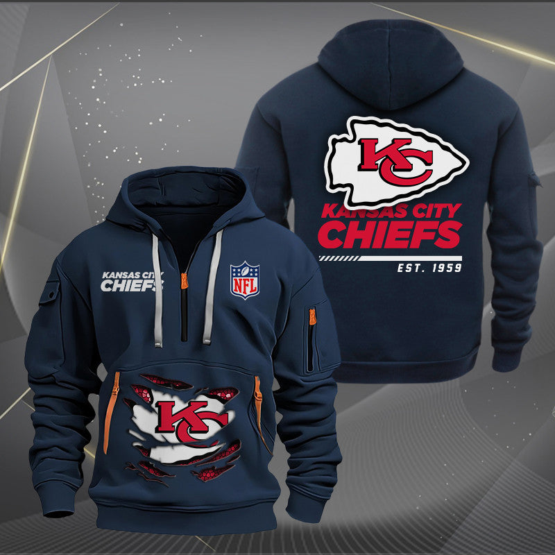 Kansas City Chiefs New Personalized Quarter Zip Hoodie Limited Edition AZBTQZH000110