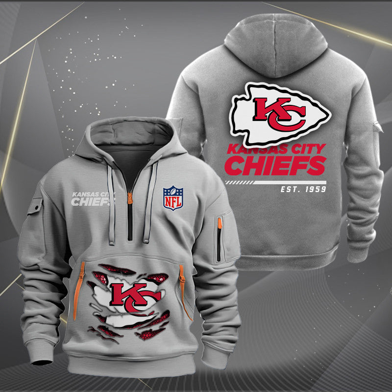 Kansas City Chiefs New Personalized Quarter Zip Hoodie Limited Edition AZBTQZH000110