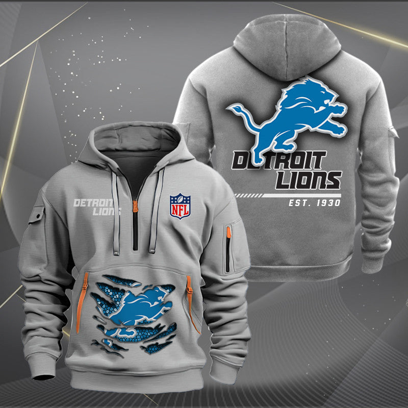 Detroit Lions  New Personalized Quarter Zip Hoodie Limited Edition AZBTQZH000105