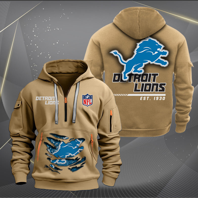 Detroit Lions  New Personalized Quarter Zip Hoodie Limited Edition AZBTQZH000105