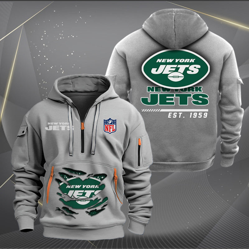 New York Jets New Personalized Quarter Zip Hoodie Limited Edition AZBTQZH000119