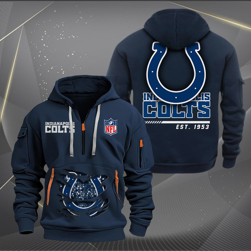 Indianapolis Colts  New Personalized Quarter Zip Hoodie Limited Edition AZBTQZH000108