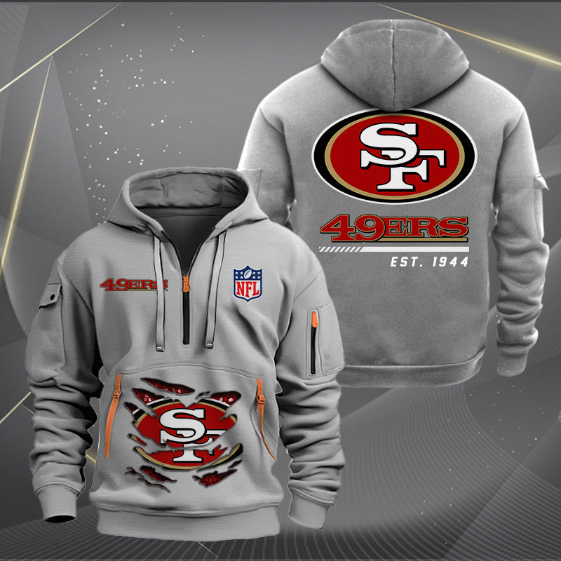 San Francisco 49ers New Personalized Quarter Zip Hoodie Limited Edition AZBTQZH000122