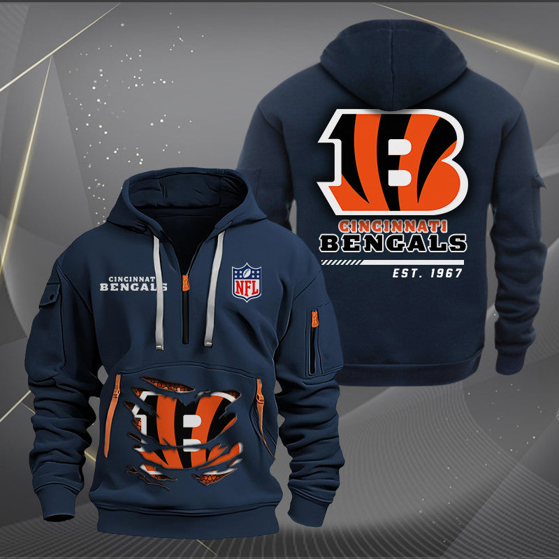 Cincinnati Bengals  New Personalized Quarter Zip Hoodie Limited Edition AZBTQZH000101
