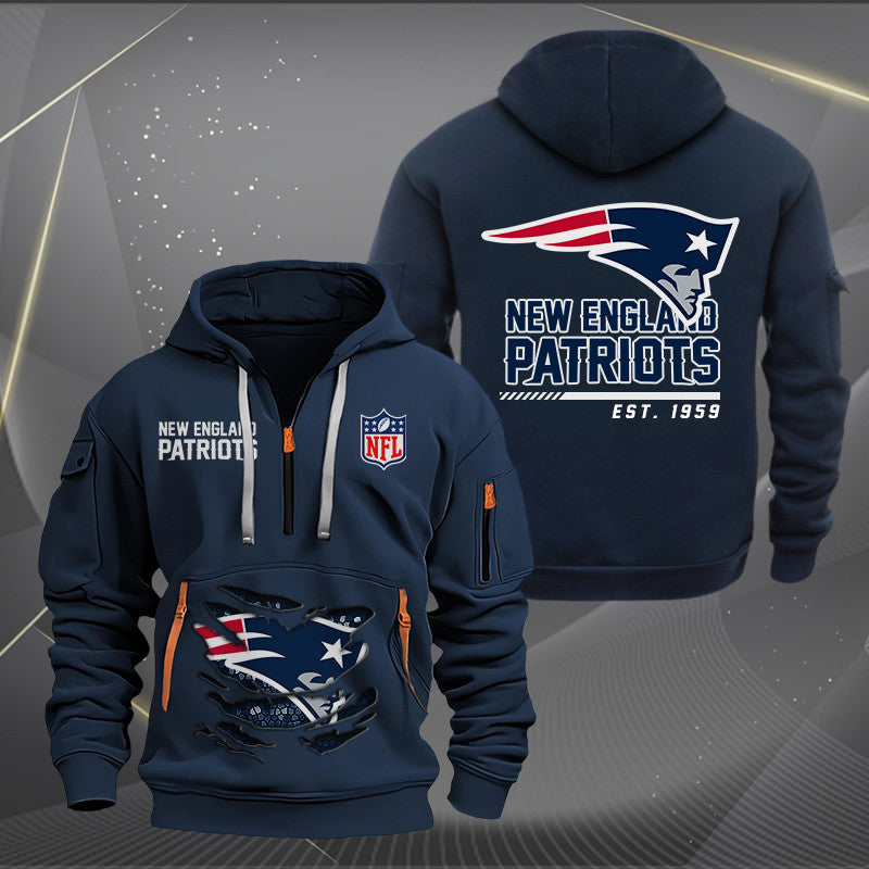 New England Patriots New Personalized Quarter Zip Hoodie Limited Edition AZBTQZH000116