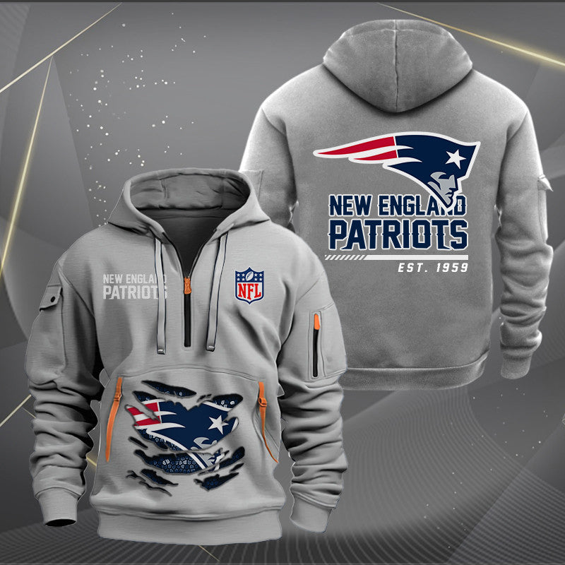 New England Patriots New Personalized Quarter Zip Hoodie Limited Edition AZBTQZH000116