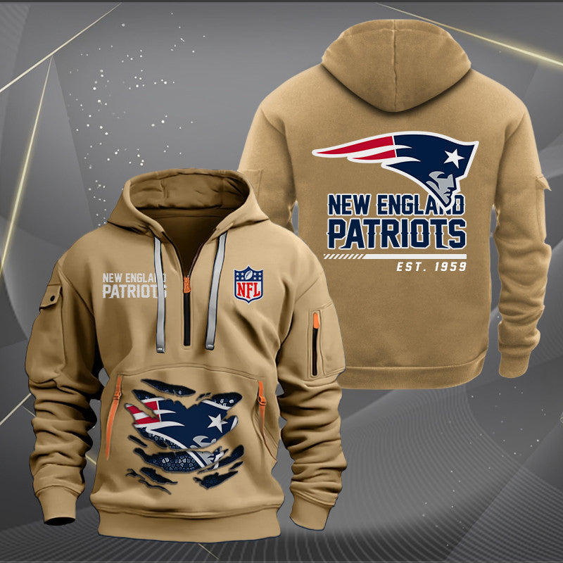 New England Patriots New Personalized Quarter Zip Hoodie Limited Edition AZBTQZH000116