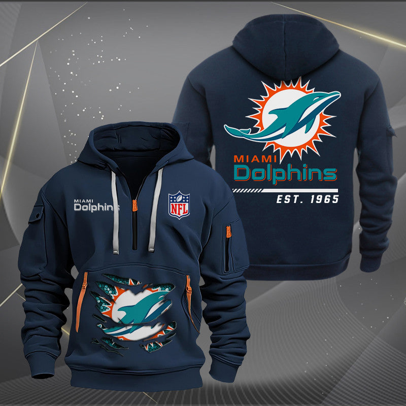 Miami Dolphins  New Personalized Quarter Zip Hoodie Limited Edition AZBTQZH000114