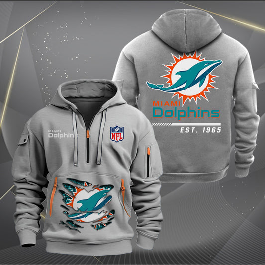 Miami Dolphins  New Personalized Quarter Zip Hoodie Limited Edition AZBTQZH000114