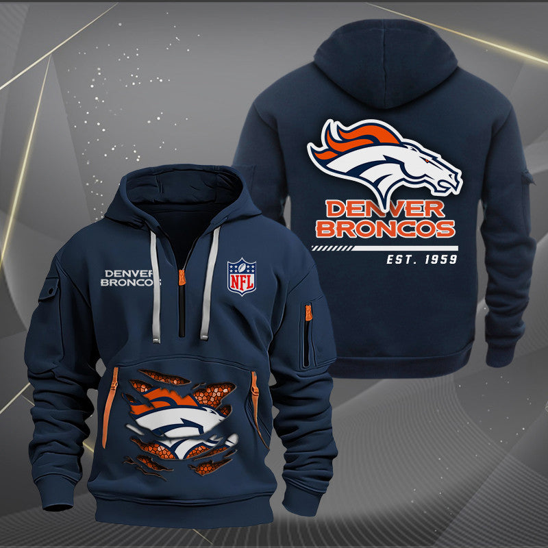 Denver Broncos  New Personalized Quarter Zip Hoodie Limited Edition AZBTQZH000104