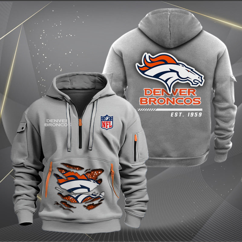 Denver Broncos  New Personalized Quarter Zip Hoodie Limited Edition AZBTQZH000104