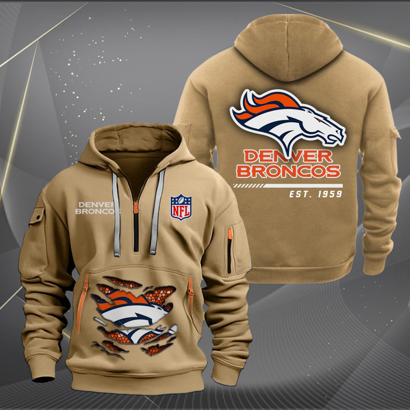 Denver Broncos  New Personalized Quarter Zip Hoodie Limited Edition AZBTQZH000104