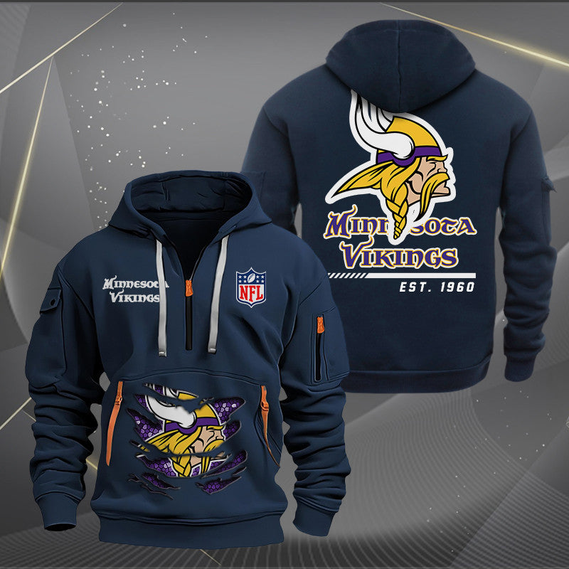 Minnesota Vikings  New Personalized Quarter Zip Hoodie Limited Edition AZBTQZH000115