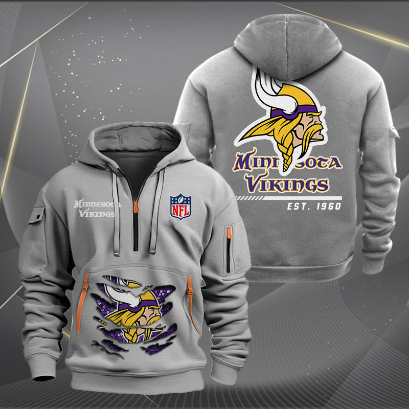 Minnesota Vikings  New Personalized Quarter Zip Hoodie Limited Edition AZBTQZH000115