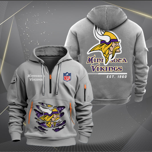 Minnesota Vikings  New Personalized Quarter Zip Hoodie Limited Edition AZBTQZH000115
