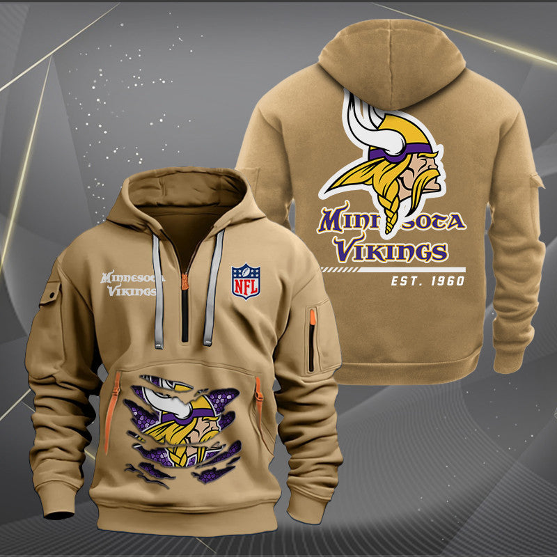 Minnesota Vikings  New Personalized Quarter Zip Hoodie Limited Edition AZBTQZH000115