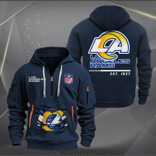 Los Angeles Rams New Personalized Quarter Zip Hoodie Limited Edition AZBTQZH000113