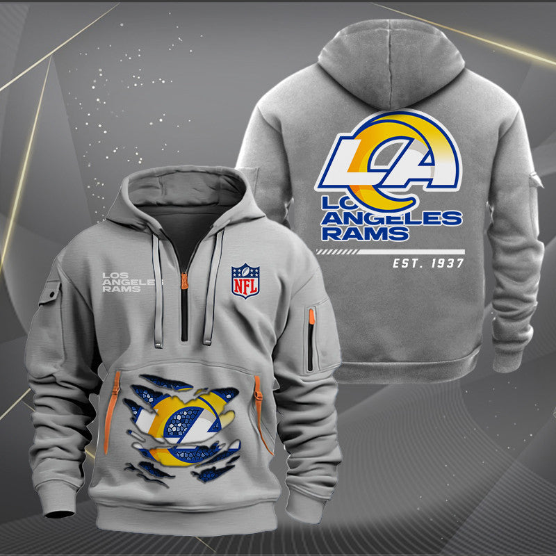 Los Angeles Rams New Personalized Quarter Zip Hoodie Limited Edition AZBTQZH000113