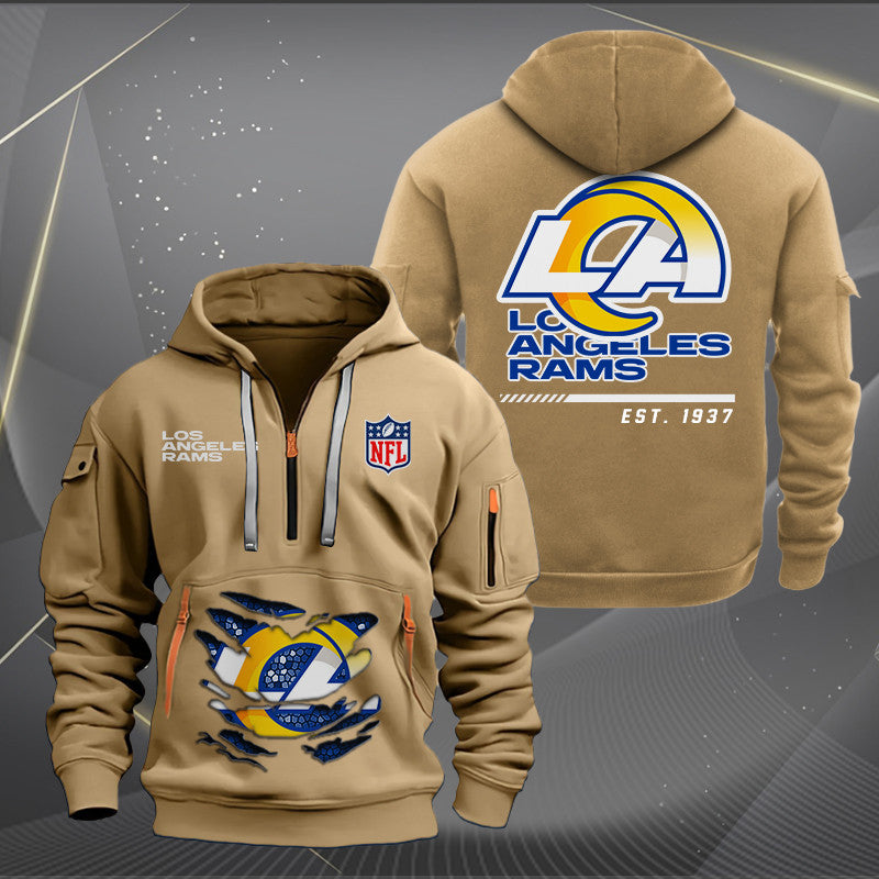 Los Angeles Rams New Personalized Quarter Zip Hoodie Limited Edition AZBTQZH000113
