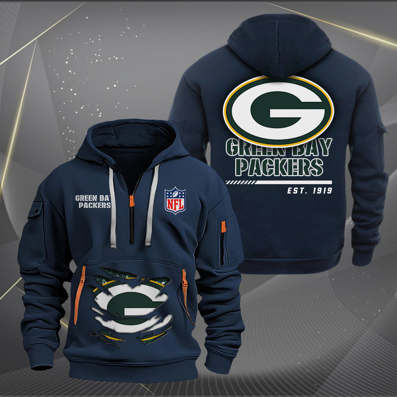 Green Bay Packers New Personalized Quarter Zip Hoodie Limited Edition AZBTQZH000106