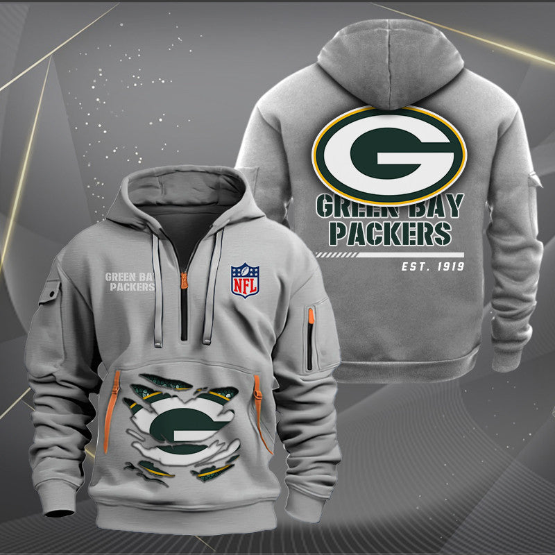 Green Bay Packers New Personalized Quarter Zip Hoodie Limited Edition AZBTQZH000106