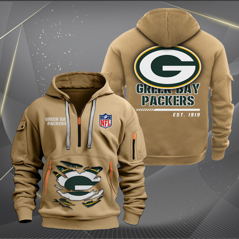 Green Bay Packers New Personalized Quarter Zip Hoodie Limited Edition AZBTQZH000106