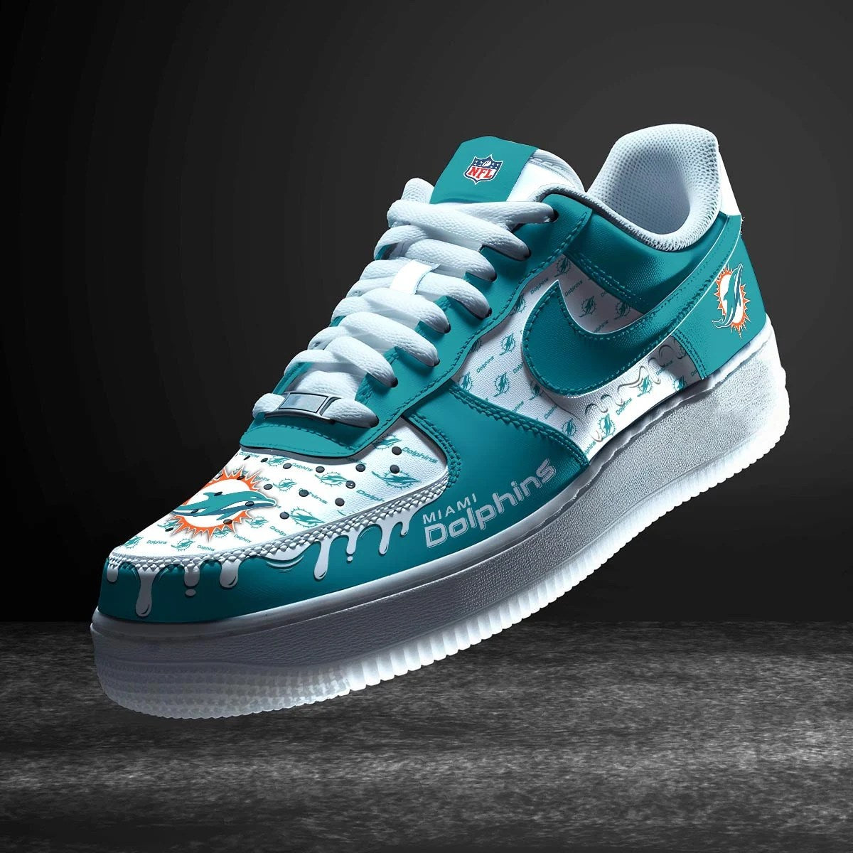 Miami Dolphins New Personalized AF1-1 Sneakers  AZDDAF1000009