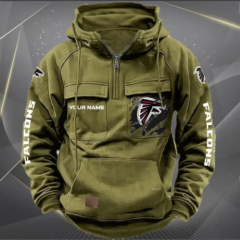 Atlanta Falcons  New Personalized Multi-Pockets Zip Hoodie AZBTMZHD000034