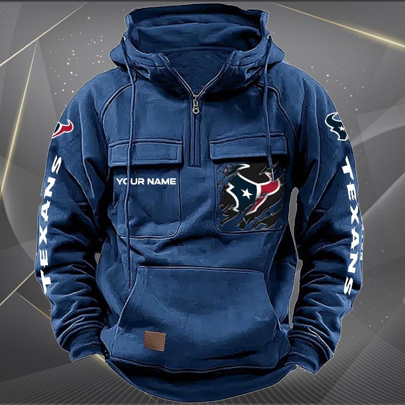Houston Texans  New Personalized Multi-Pockets Zip Hoodie AZBTMZHD000044
