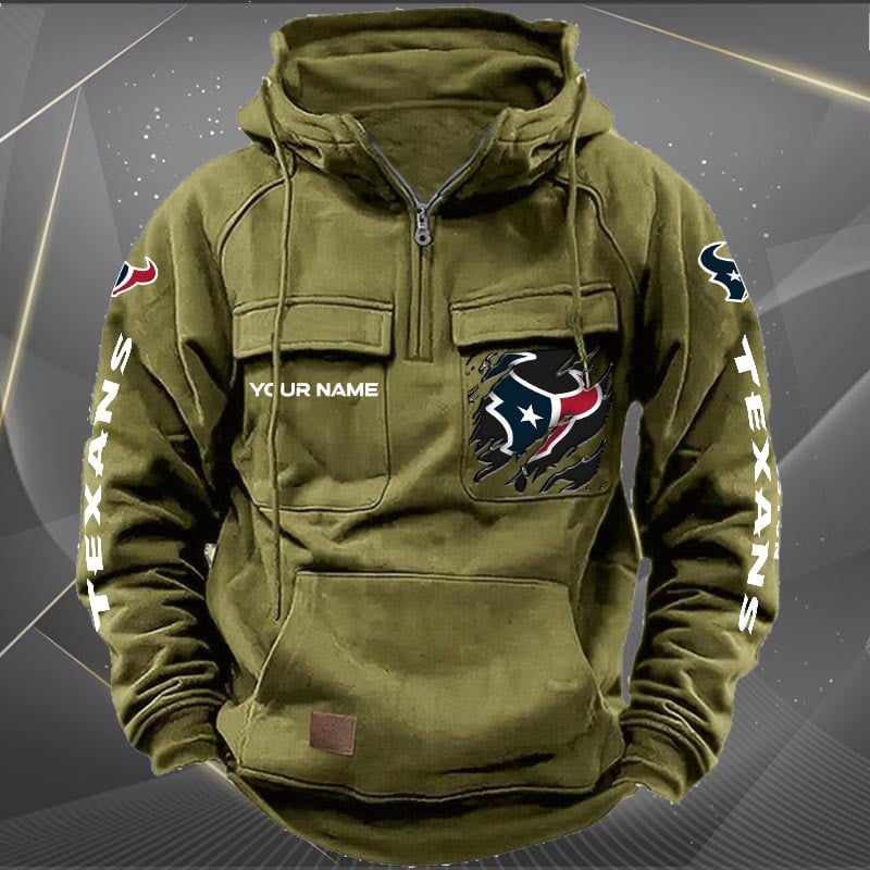 Houston Texans  New Personalized Multi-Pockets Zip Hoodie AZBTMZHD000044