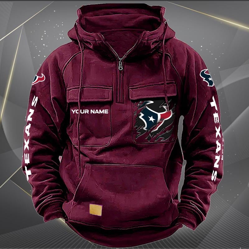 Houston Texans  New Personalized Multi-Pockets Zip Hoodie AZBTMZHD000044